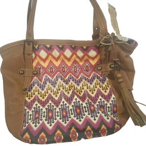 Vintage America  Nine West Brown Leather Shoulder bag Zipper Front/ Inside NWT